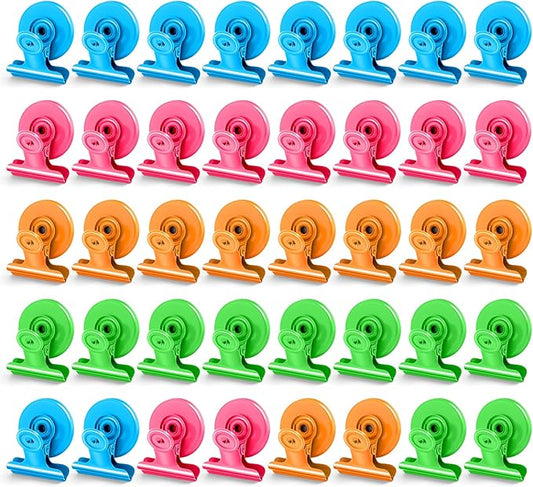 40 Pack Refrigerator Magnets with Clips, Fridge Magnets Whiteboard Magnet Clips, Teacher Classroom Must Haves,Manget Heavy Duty, Best for Photo Displays,Whiteboard,Refrigerator,Locker,Plant