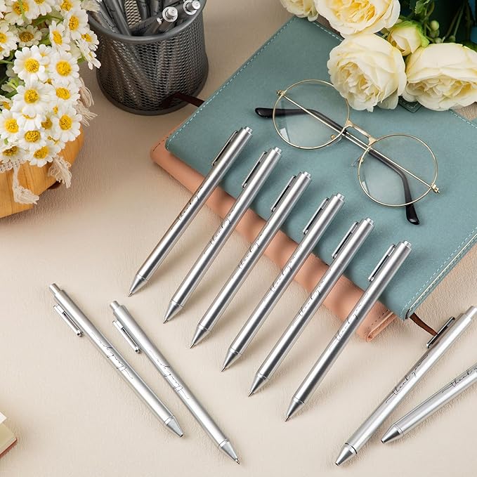 30pcs Thank You Pens Bulk Cute Multicolor Ballpoint Pen for Men Women Server Accessories Employee Holiday Appreciation Gifts for Teacher Office Back to School Party Favor (Silver)