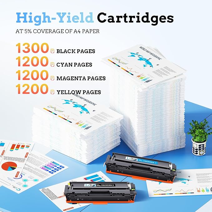 218A 218X Toner Cartridges (with Chip) High Yield Compatible Replacement for HP 218A Toner Cartridges 4 Pack for HP Color Laserjet Pro MFP 3301fdw 3201dw 3301cdw 3301sdw W2180A W2180X (BCMY, 4-Pack)