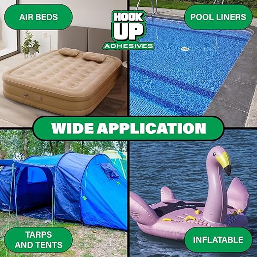 HOOK UP 8 OZ Adhesives, Premium Waterproof Vinyl Cement Glue for Pool Repairs & Inflatable Items Fast-Drying, Strong Bonding Adhesive Ideal for Vinyl, PVC, Upholstery, Tarps, Hot Tubs, Air Mattresses