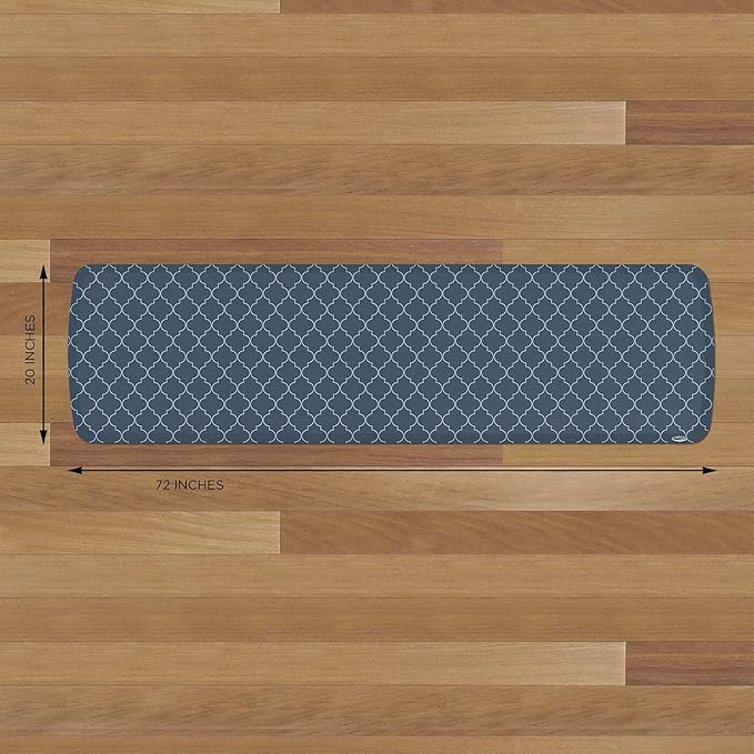 GelPro Elite Premier Anti-Fatigue Kitchen Comfort Floor Mat, 20x72", Lattice Indigo Stain Resistant Surface with therapeutic gel and energy-return foam for health & wellness
