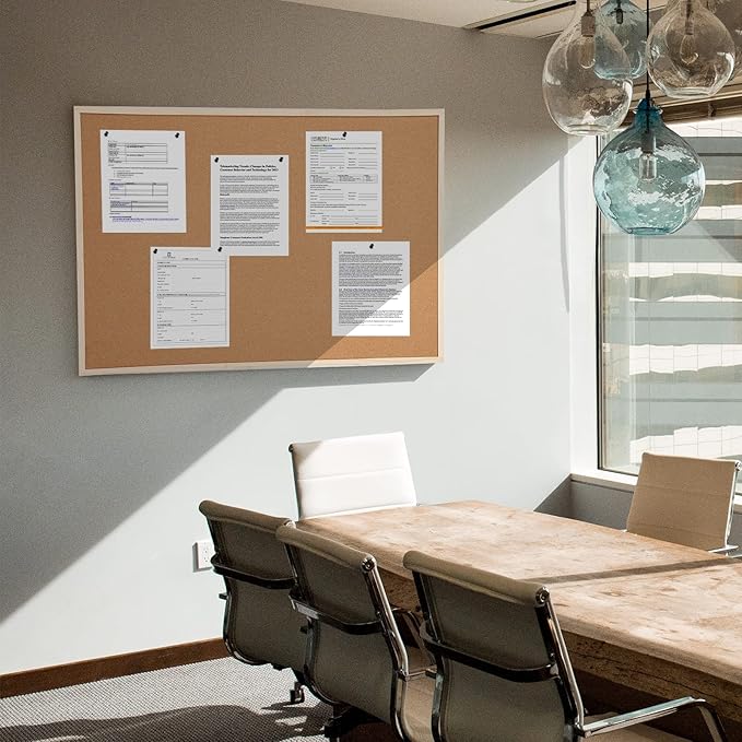 24” x 36” Cork Boards for Walls with Wooden Frame 1pack, Double Sided Office Board for Wall Organizer, Bulletins Board Decorative Hanging Pin Board for School, Home & Office, Notice Board Memo Board