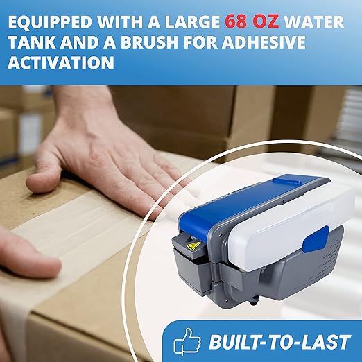 IDL Packaging Electronic Kraft Tape Dispenser for Water-Activated Kraft Gummed Tape with Adjustable Length & Width - Automatic One-Touch Moistening for Secure Box Packing - Secure Carton Sealing
