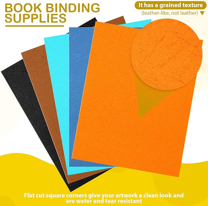 160 Pack Binding Covers and Combs kit 8.5x11 Inches Include 60 Pcs 12 mil Leather Texture Binding Cover 60 Pcs 8 mil Clear PET Presentation Covers 40 Pcs Binding Combs Letter Size(Elegant Color)