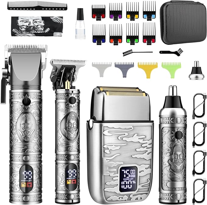 GSKY Professional Hair Clippers, Men's Beard Trimmer & Grooming Kit with Electric Razor, Clippers & Trimmers Set, Hair Cutting Machines