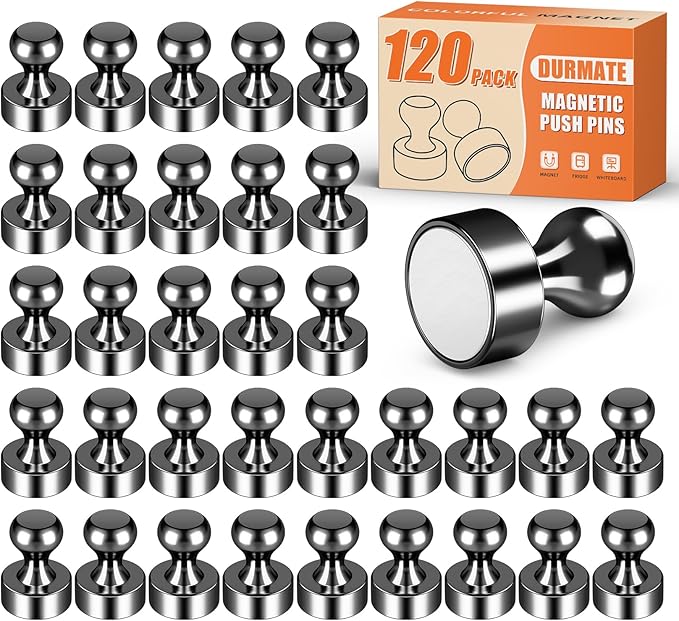 120 PCS Whiteboard Magnets, Small Strong Fridge Magnets, Magnetic White Board for Refrigerator, Black Magnetic Clips Heavy Duty for Kitchen, Office, Gadgets, Classroom, Desk Accessories