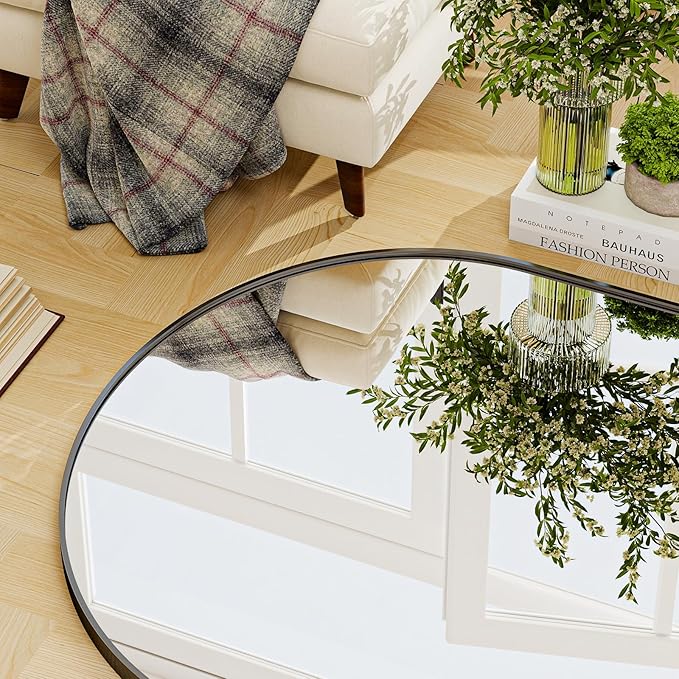 GLSLAND - 20x57 inch Arched Full Length Mirror - Floor Mirrors Aluminum Alloy Frame Full Body Dressing Mirror for Bedroom, Living Room,Gold