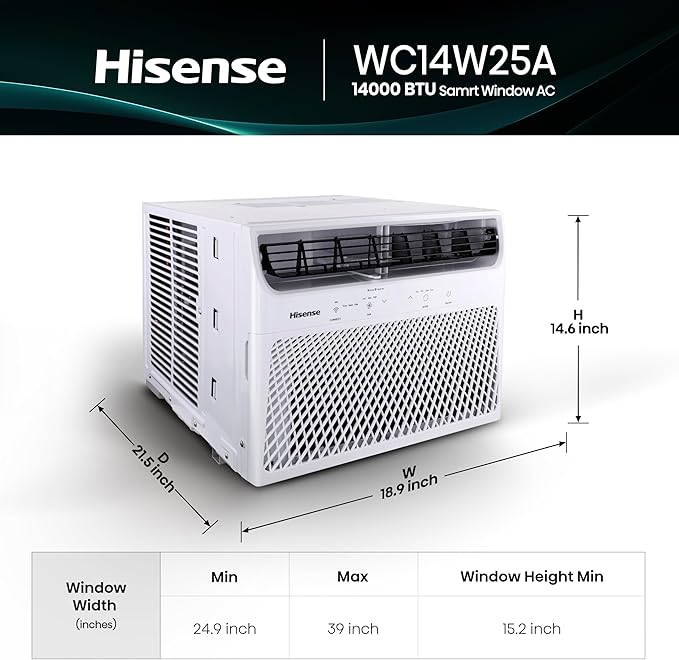 Hisense WC14W25A Window Air Conditioner, 14,000 BTU, White