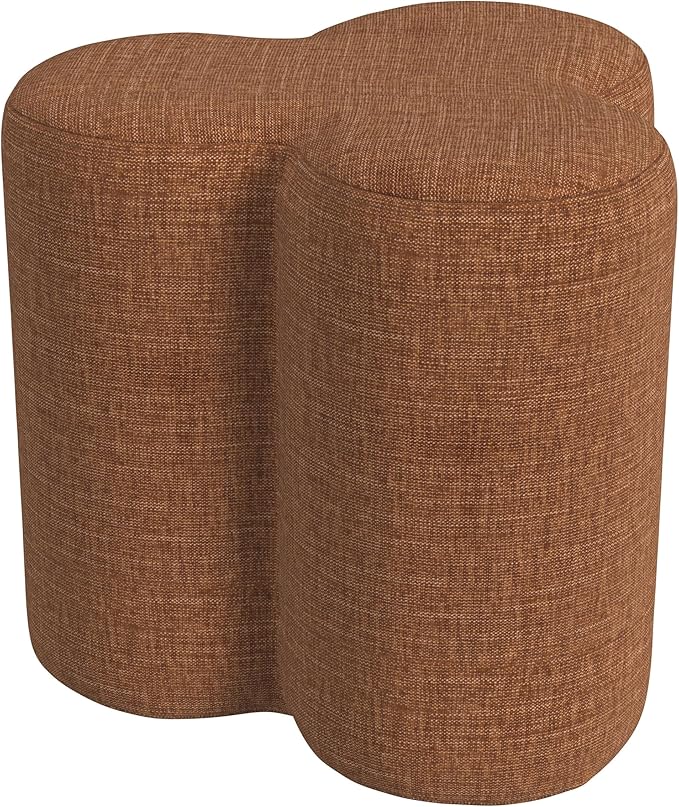 HomePop Upholstered Clover Shaped Ottoman Home Décor|Foot Rest Ottoman - Rust Orange Chenille