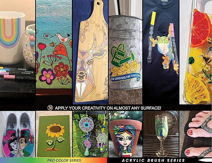 22 Flexible Brush Tip Acrylic Paint Pens Markers Set 1-7mm Line for Rock Painting, Brush Lettering, Glass, Mugs, Wood, Metal, Canvas, Fabric, Plastic. Non Toxic Waterbased Quick Drying Assorted Blue