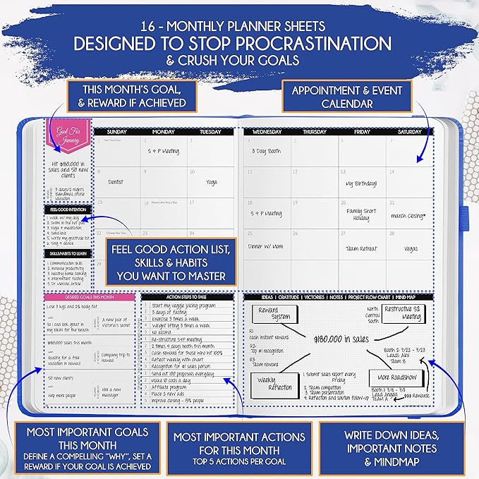 2025-2026 Planner Weekly and Monthly | 16-Month Life Planner to Increase Focus & Productivity | Reduce Overwhelm & Achieve Your Biggest Goals | Include Gift Box & Stickers | Sep 2025-Dec 2026