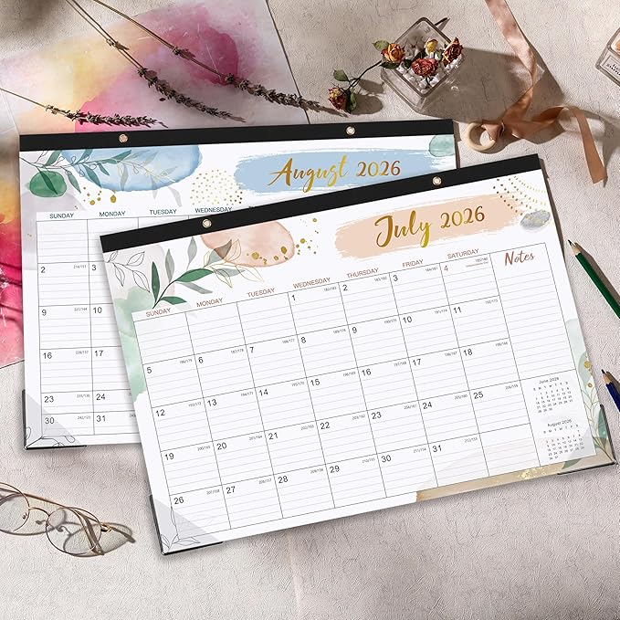 2026 Desk Calendar - Desk Calendar 2026, Jan 2026 - Dec 2026, 12 Monthly Desk/Wall Calendar Large 17" x 12", Large Ruled Blocks, Notes, Thick Paper