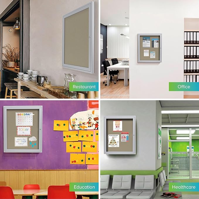 Ghent 24"x18" 1-Door Outdoor Enclosed Vinyl Bulletin Board, Shatter Resistant, with Lock, Satin Aluminum Frame - Caramel (PA12418VX-181), Made in the USA