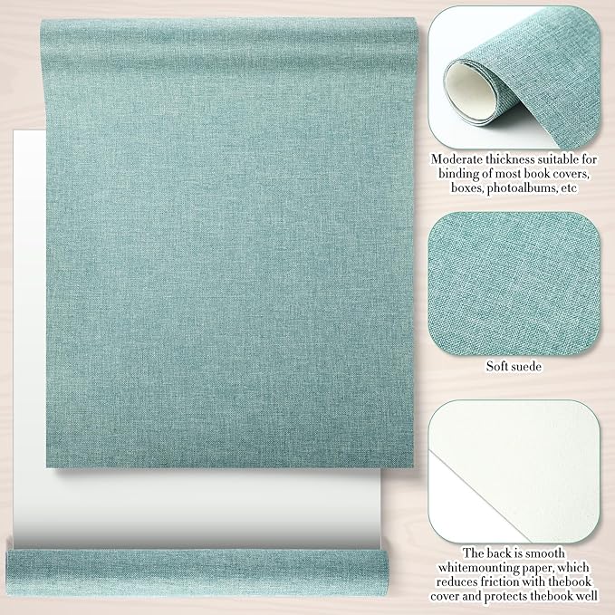 4 Pcs Book Cloth Bookcover Fabric Surface with Paper Backed Binding Cloth Fabric Book Cover for Scrapbooking Album DIY Craft Supplies Home, 4 Colors(Cool Color,14 x 10 Inches)